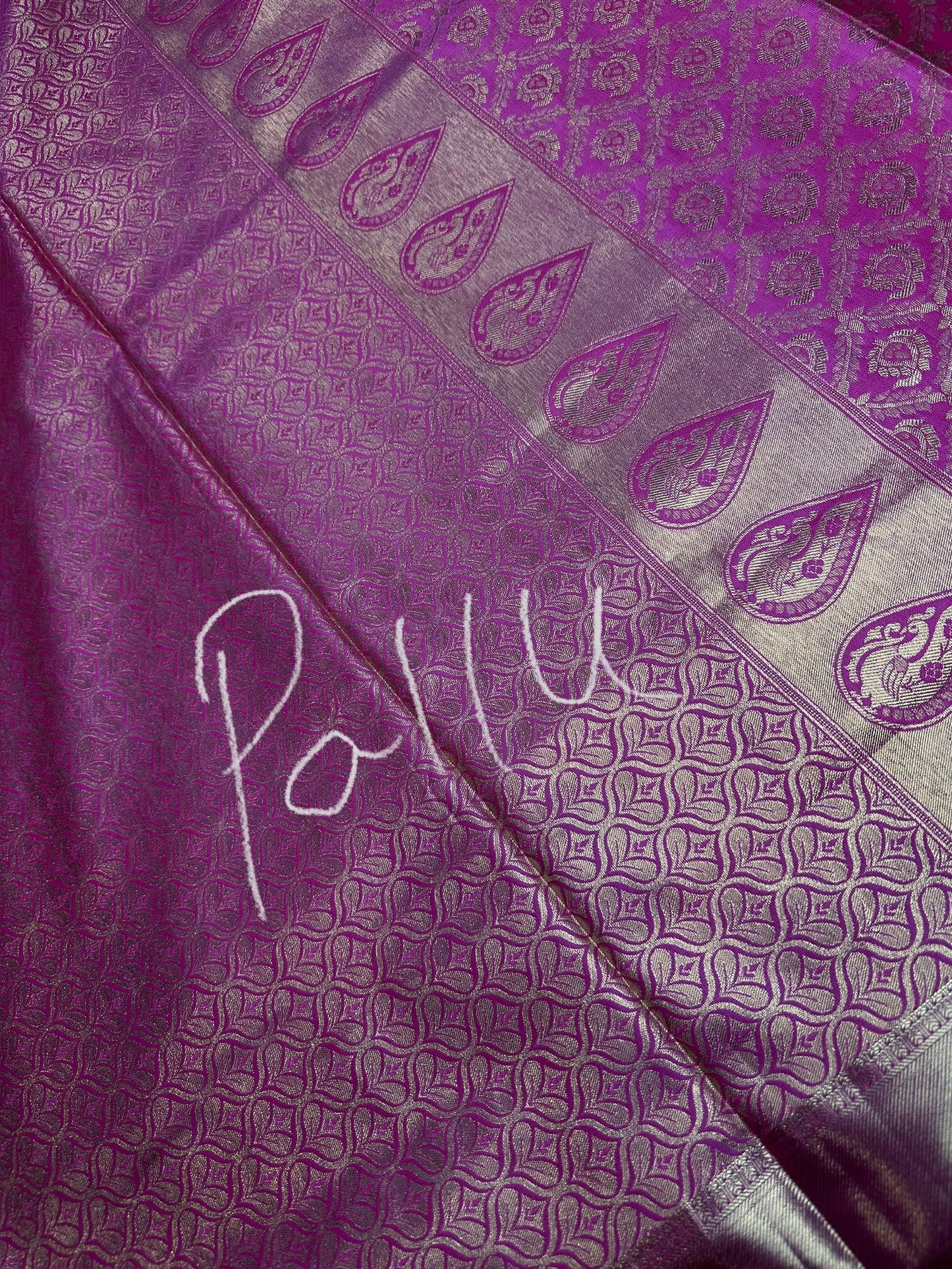 Pink Brocade Semi Kanchi Silk  Saree