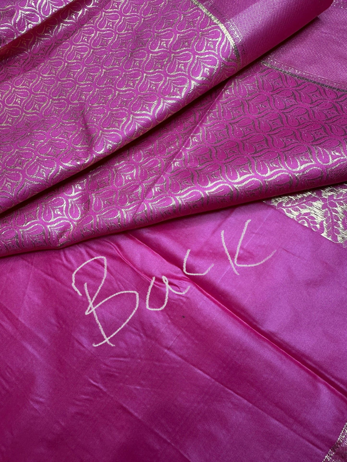Pink Brocade Semi Kanchi Silk  Saree