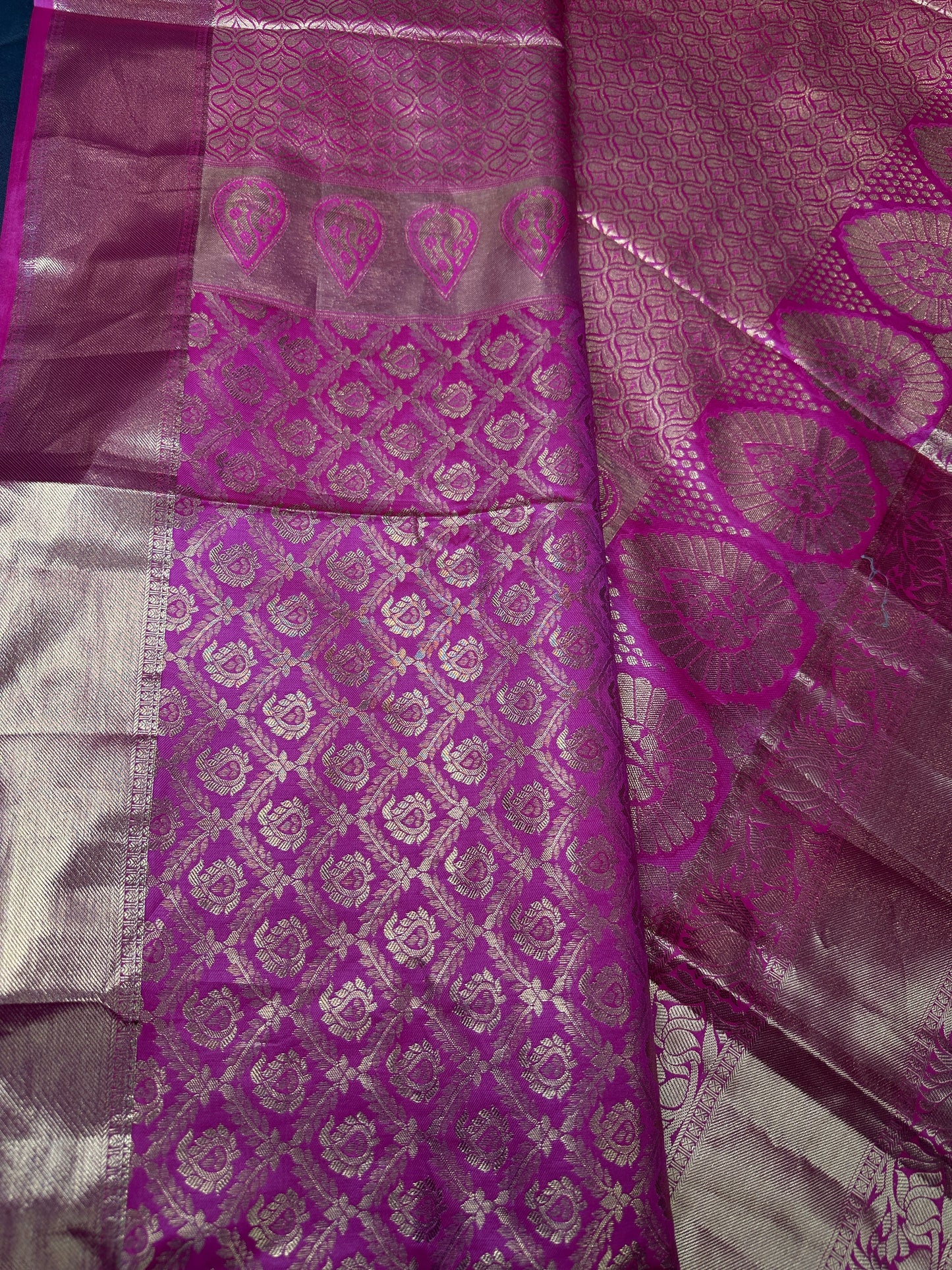 Pink Brocade Semi Kanchi Silk  Saree