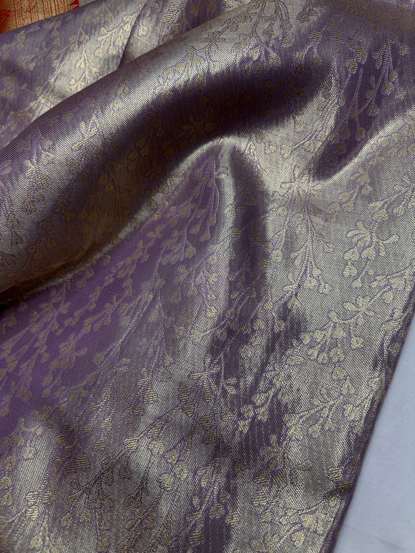 Lavender Brocade Semi Kanchi Silk  Saree