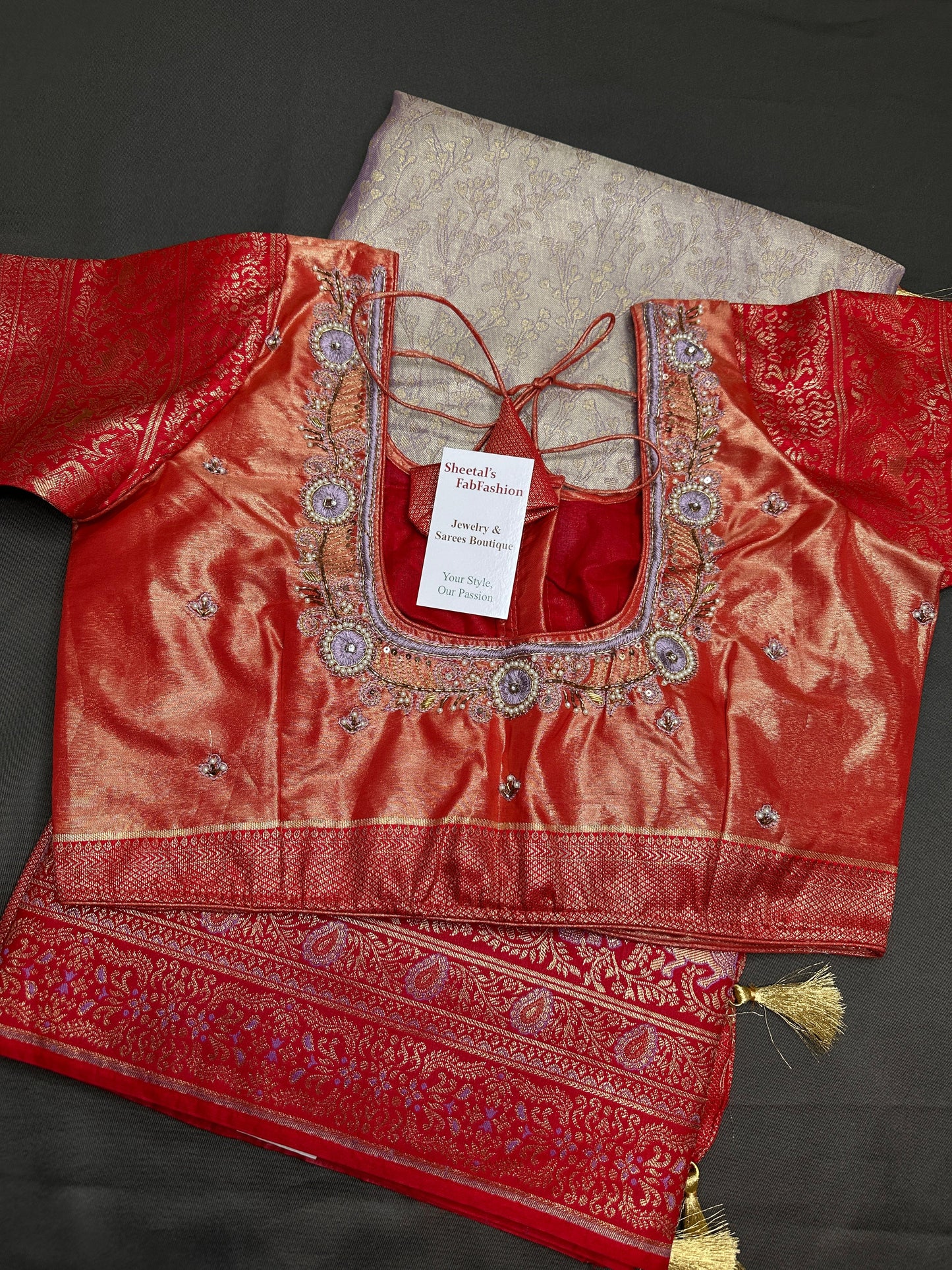 Lavender Brocade Semi Kanchi Silk  Saree