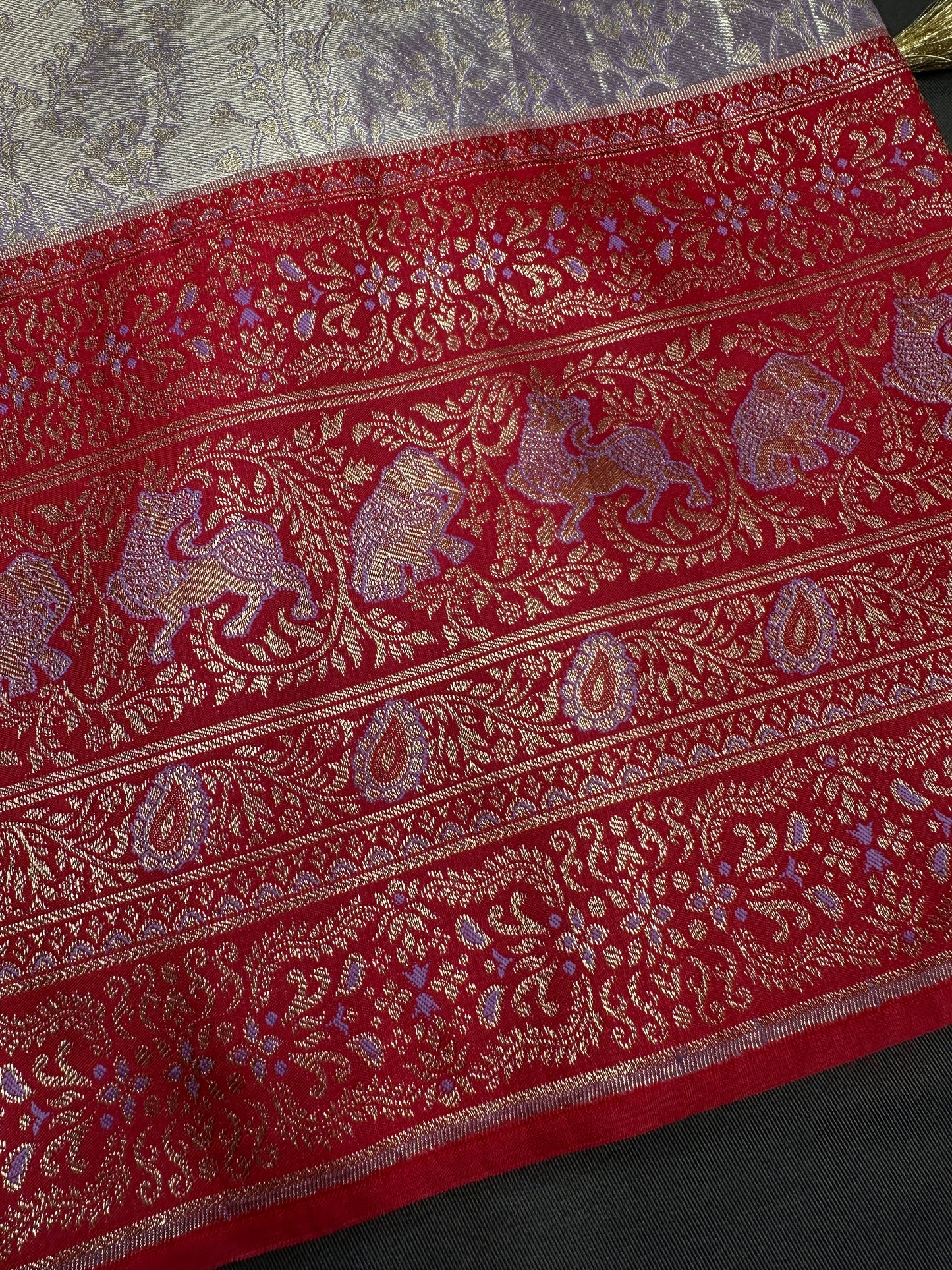 Lavender Brocade Semi Kanchi Silk  Saree