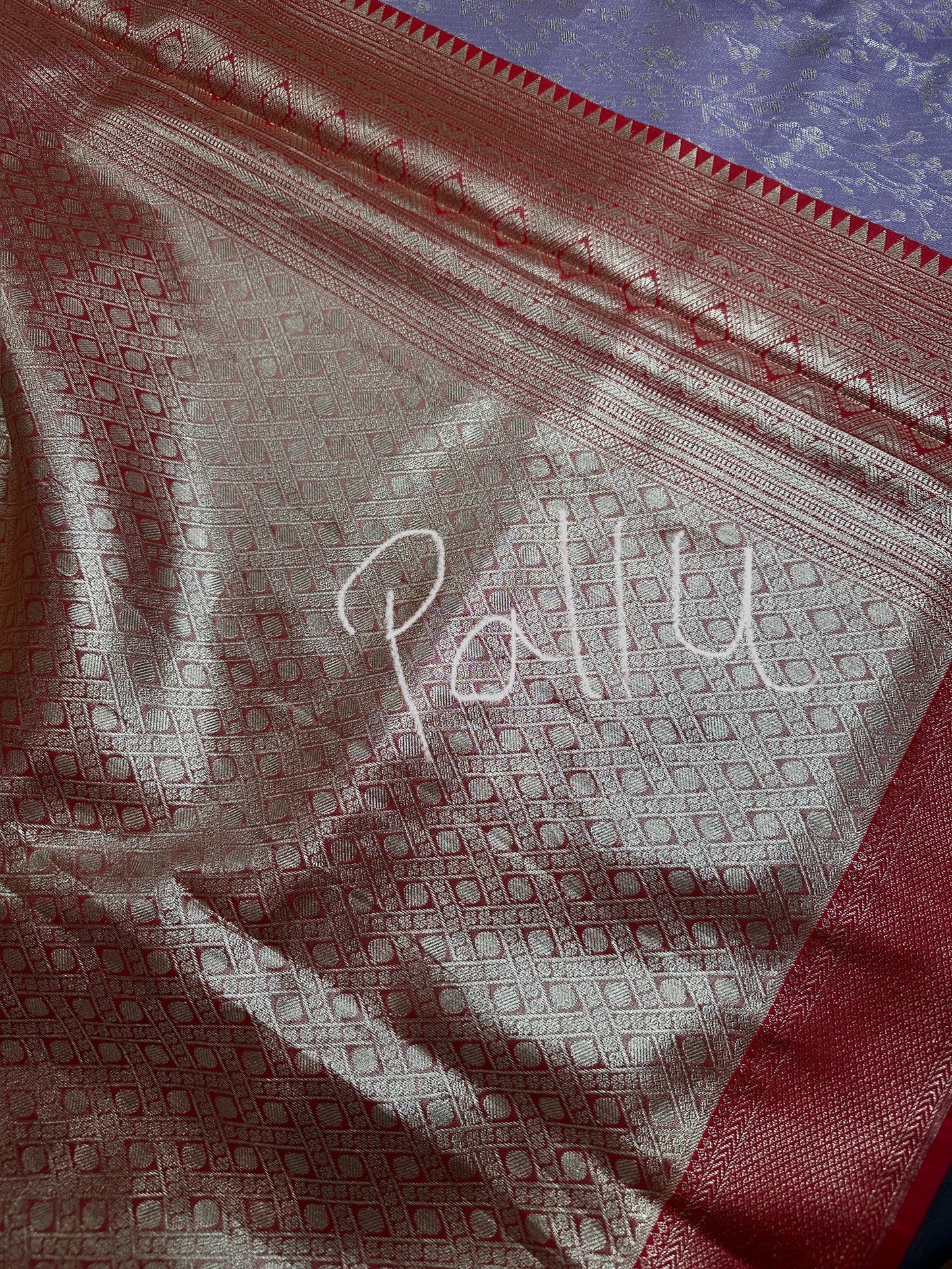 Lavender Brocade Semi Kanchi Silk  Saree