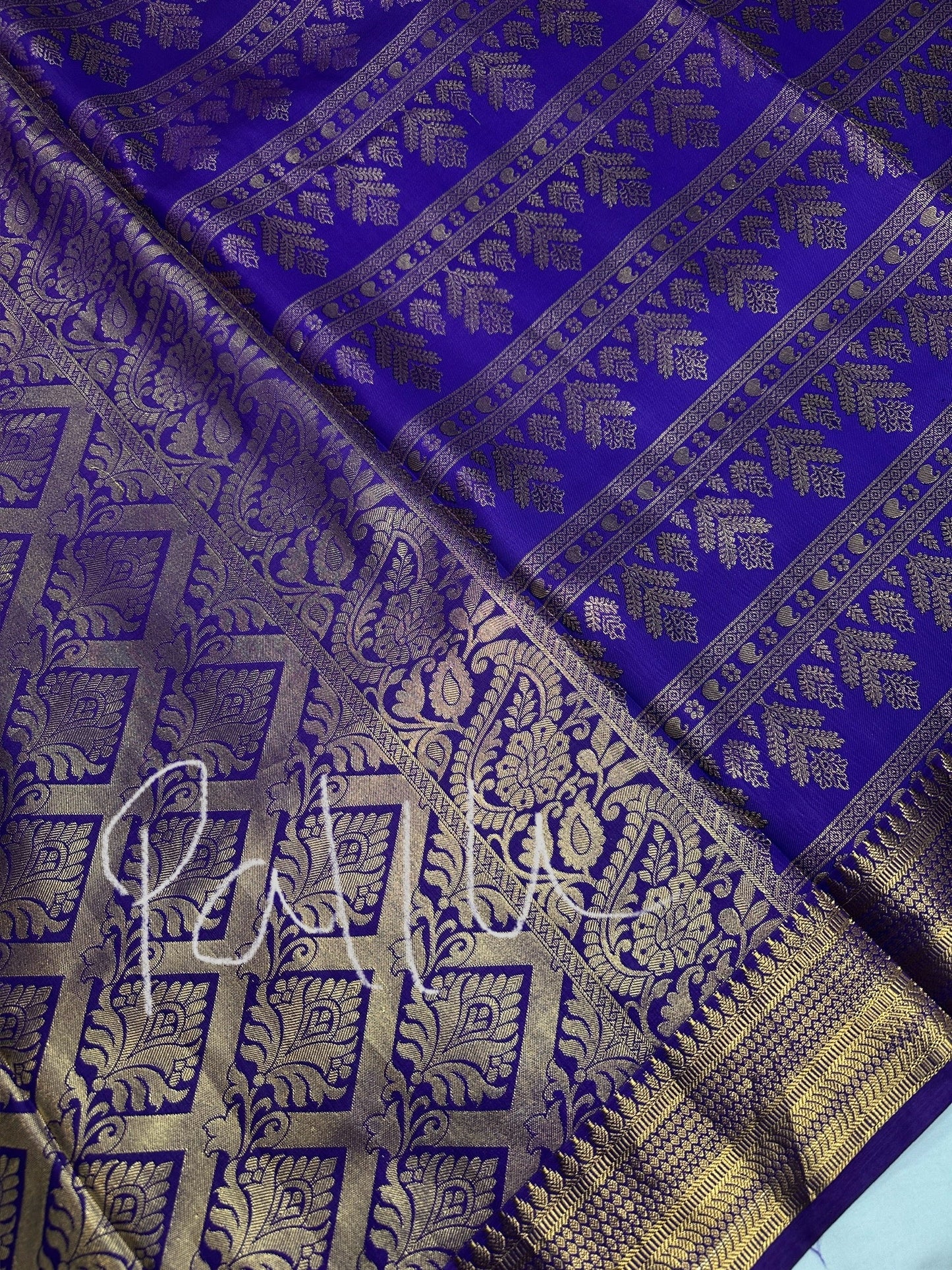 Purple Brocade Semi Kanchi Silk  Saree