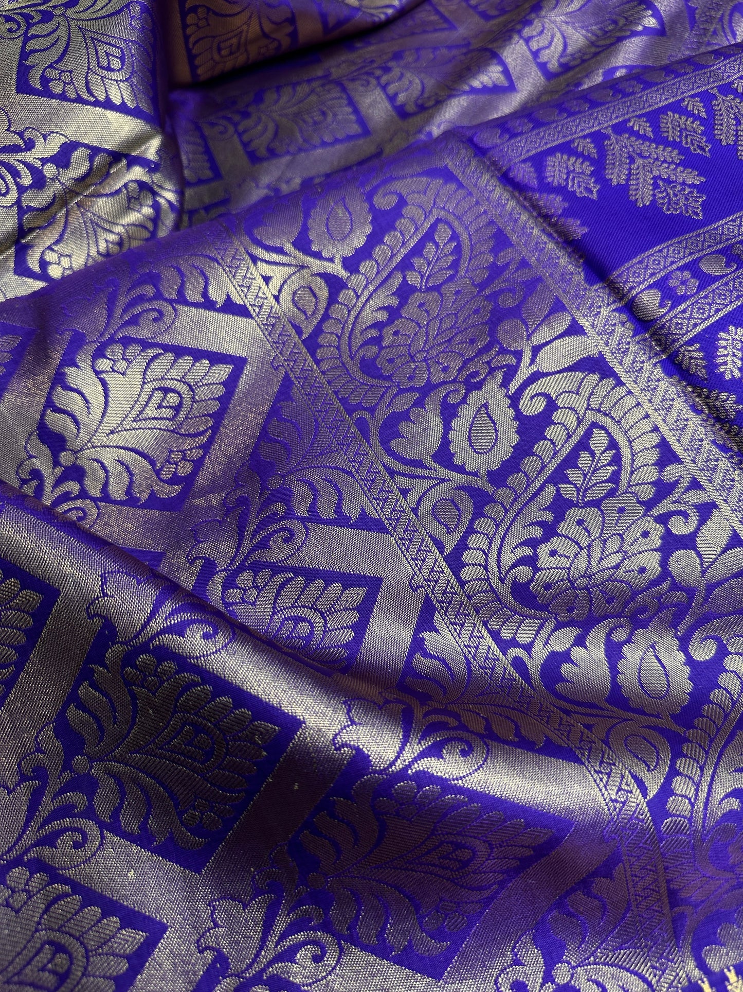 Purple Brocade Semi Kanchi Silk  Saree
