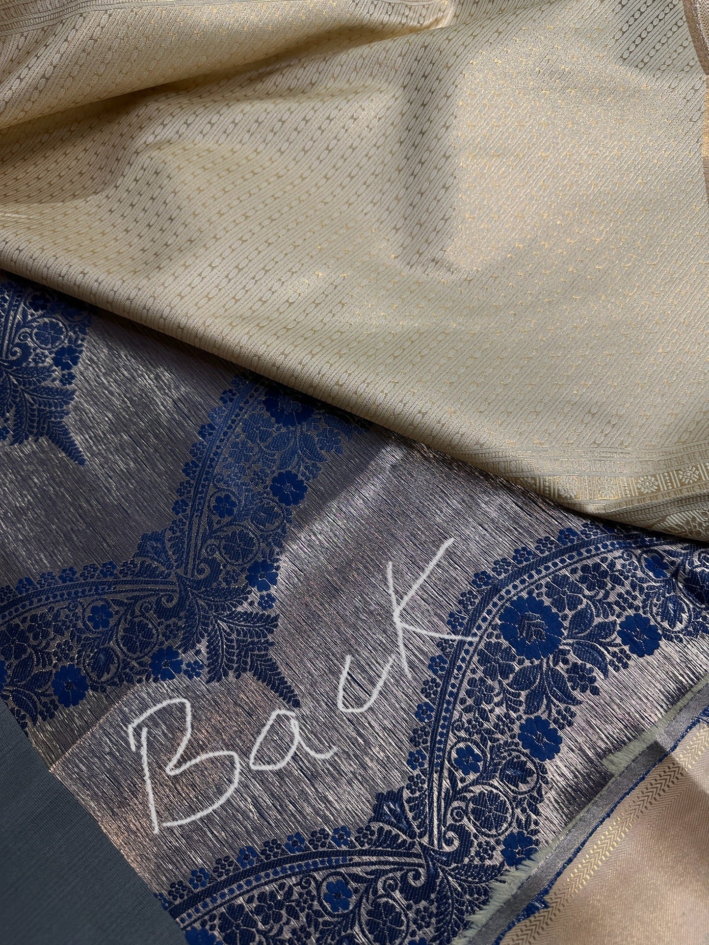 Blue Brocade Semi Kanchi Silk  Saree