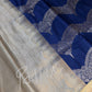 Blue Brocade Semi Kanchi Silk  Saree
