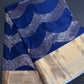 Blue Brocade Semi Kanchi Silk  Saree