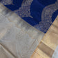 Blue Brocade Semi Kanchi Silk  Saree