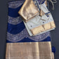 Blue Brocade Semi Kanchi Silk  Saree