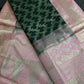 Green Pink Brocade Semi Kanchi Silk  Saree