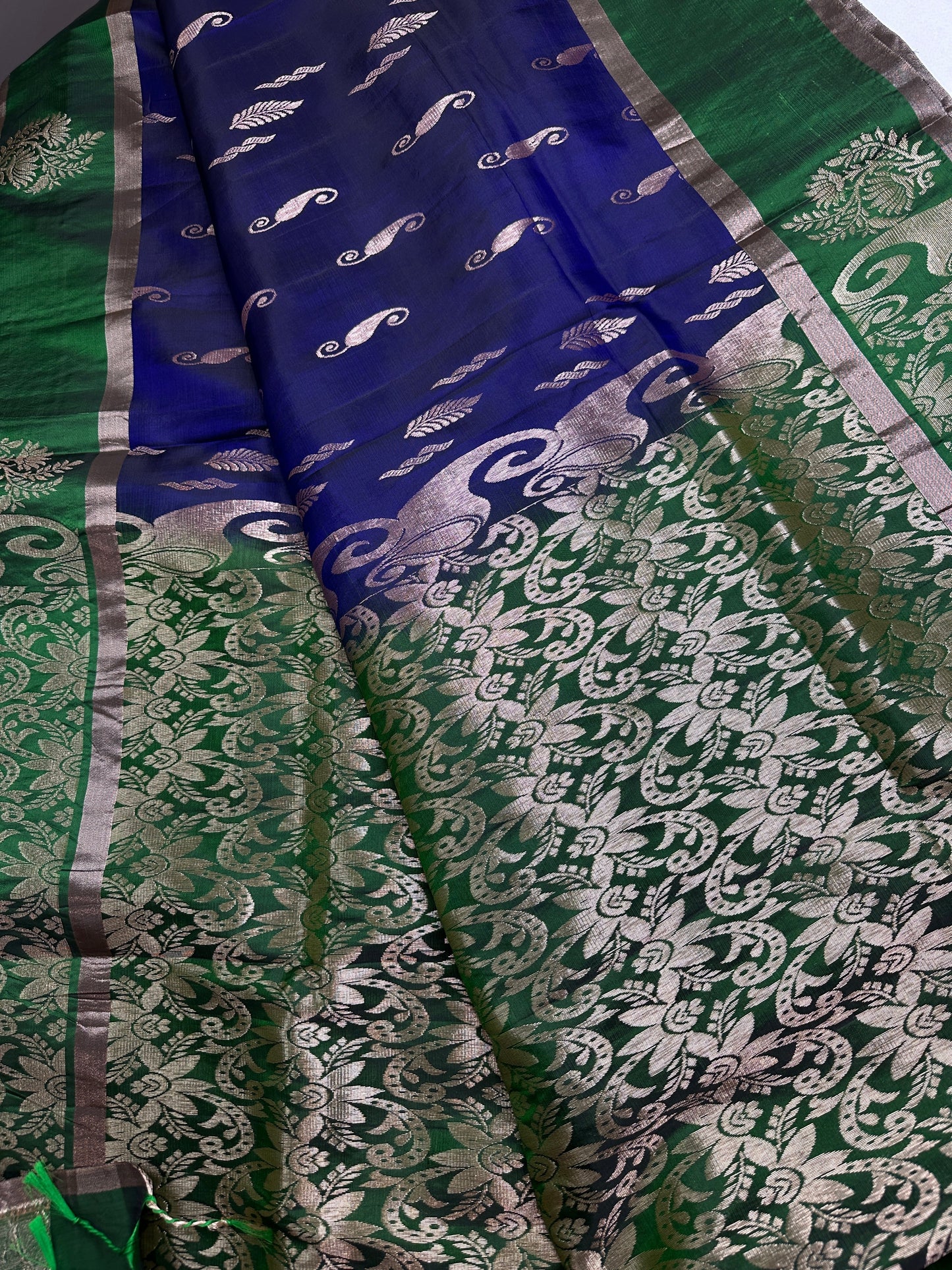 Blue Green Light Weight Kanchi Soft Silk  Saree
