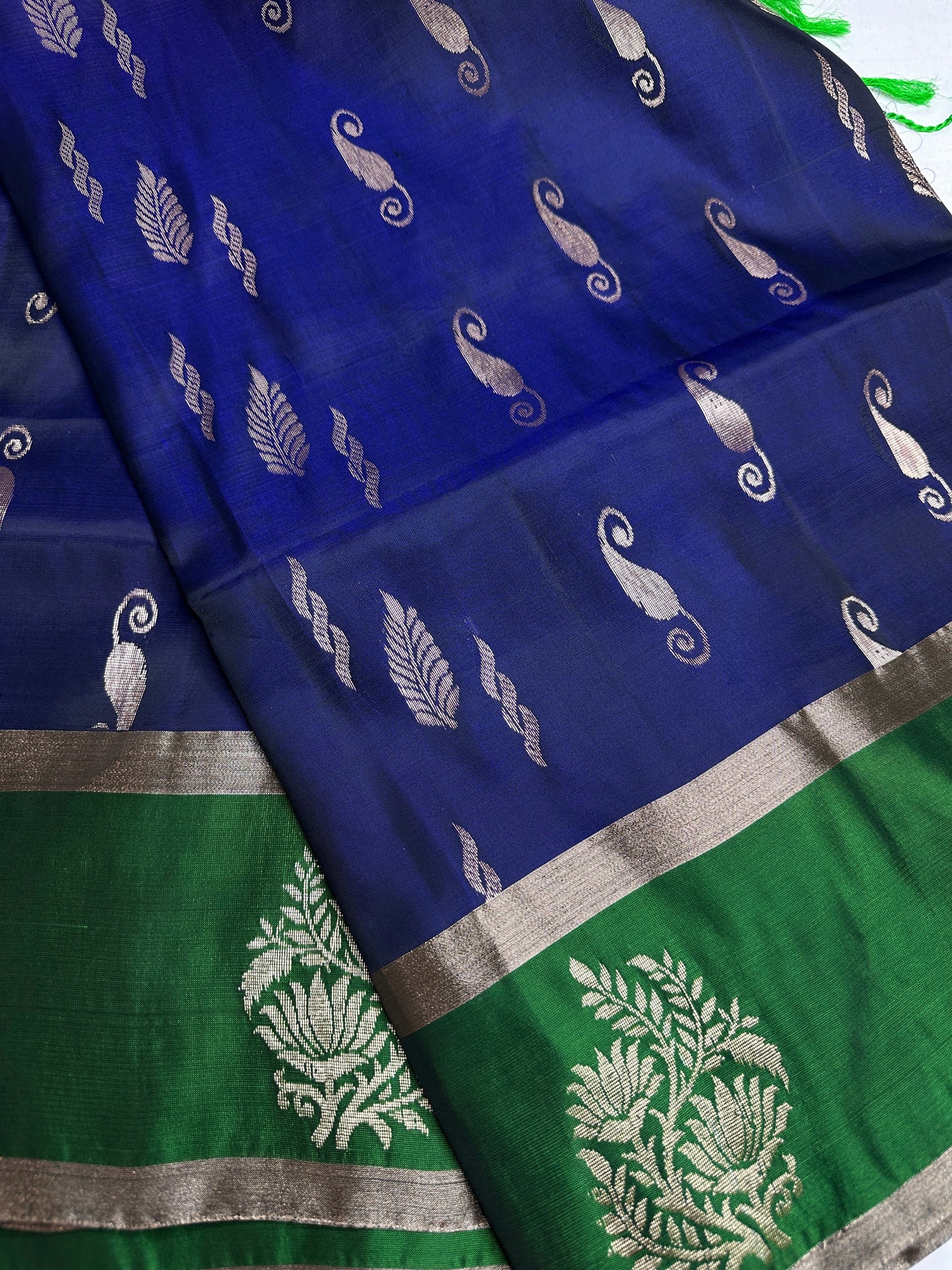 Blue Green Light Weight Kanchi Soft Silk  Saree