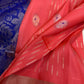 Peach Blue Light Weight Kanchi Soft Silk  Saree