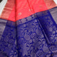 Peach Blue Light Weight Kanchi Soft Silk  Saree