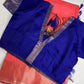 Peach Blue Light Weight Kanchi Soft Silk  Saree