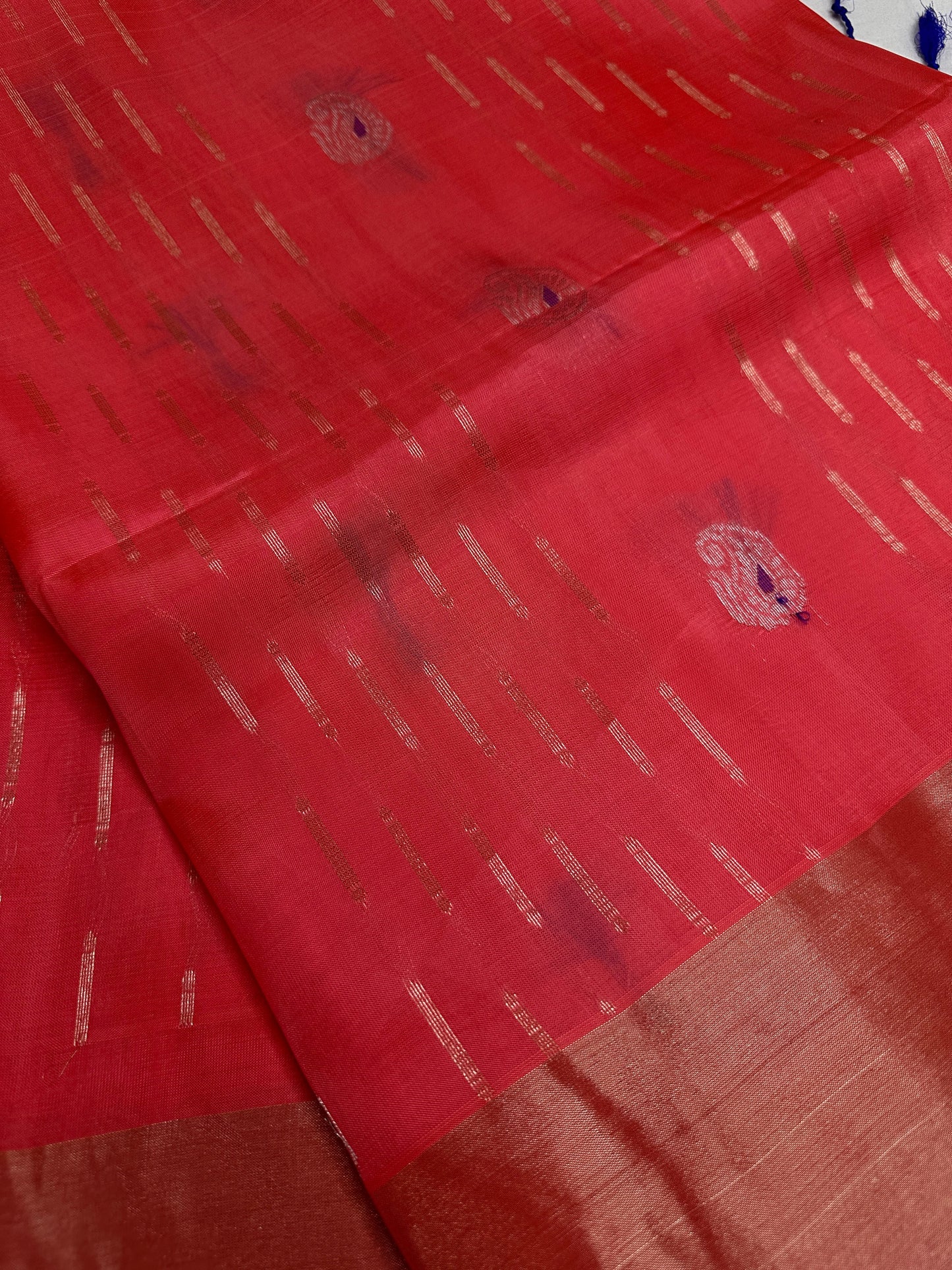 Peach Blue Light Weight Kanchi Soft Silk  Saree
