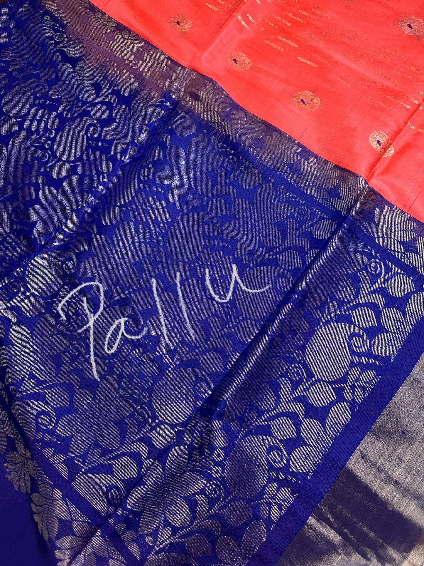 Peach Blue Light Weight Kanchi Soft Silk  Saree