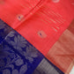 Peach Blue Light Weight Kanchi Soft Silk  Saree