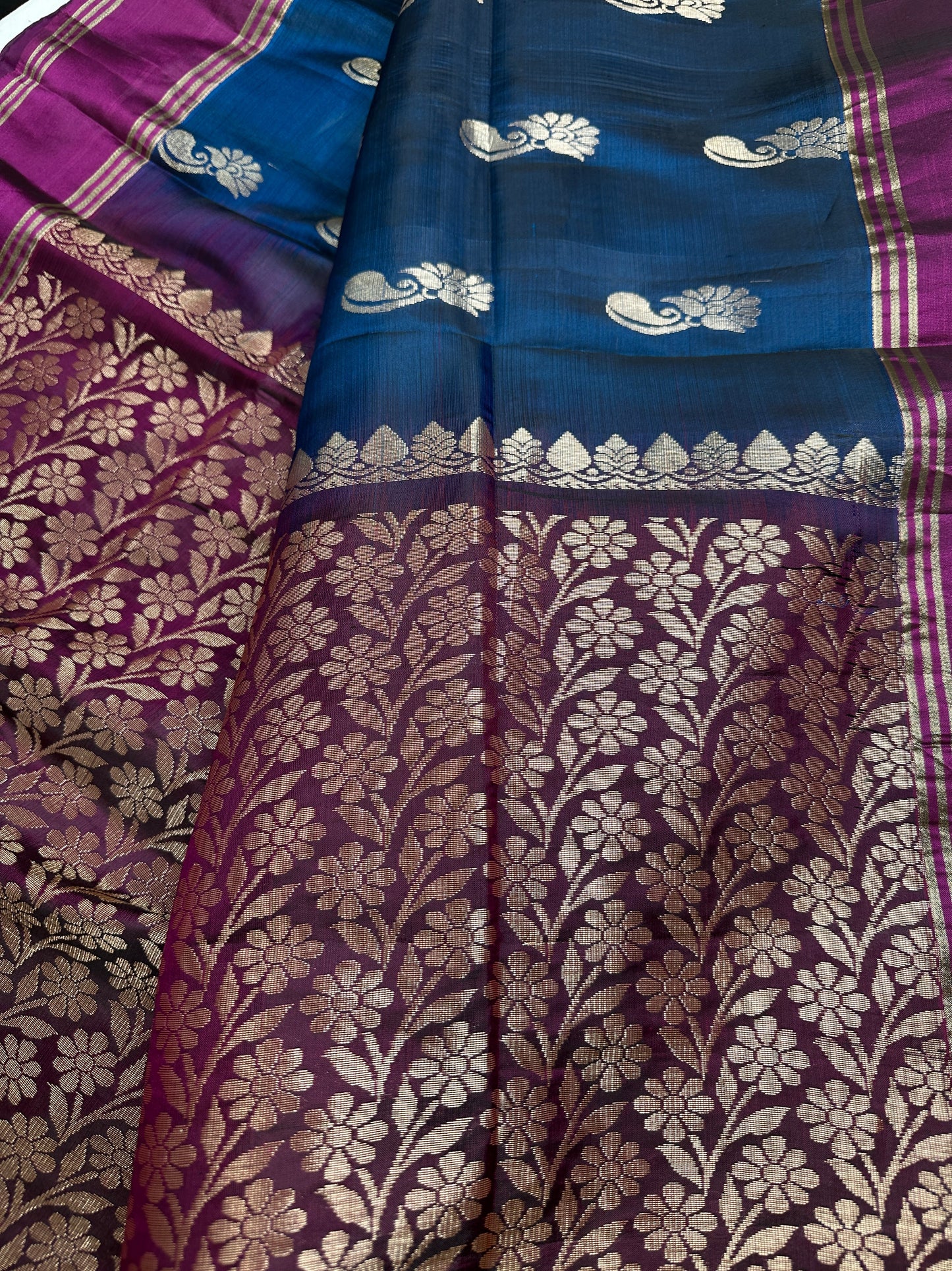 Peacock Blue Light Weight Kanchi Soft Silk  Saree