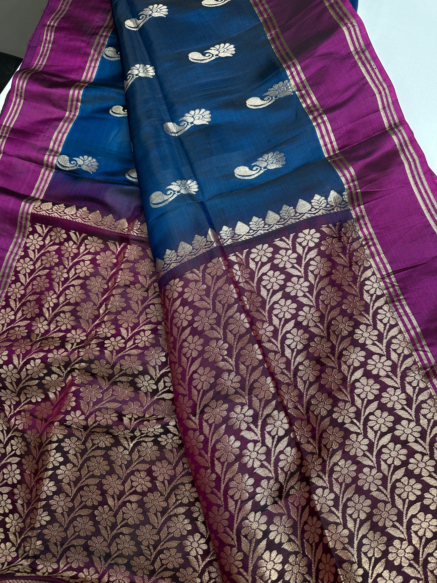 Peacock Blue Light Weight Kanchi Soft Silk  Saree