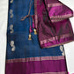 Peacock Blue Light Weight Kanchi Soft Silk  Saree