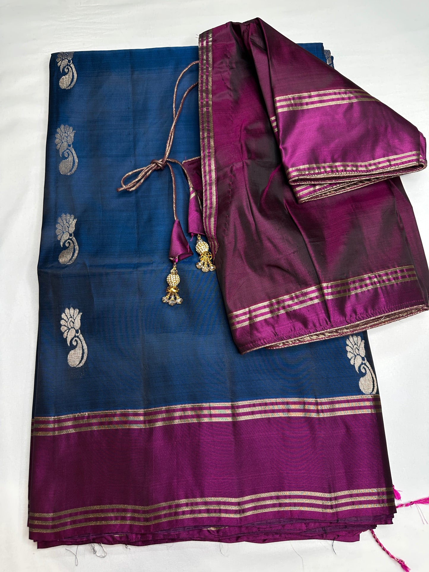 Peacock Blue Light Weight Kanchi Soft Silk  Saree