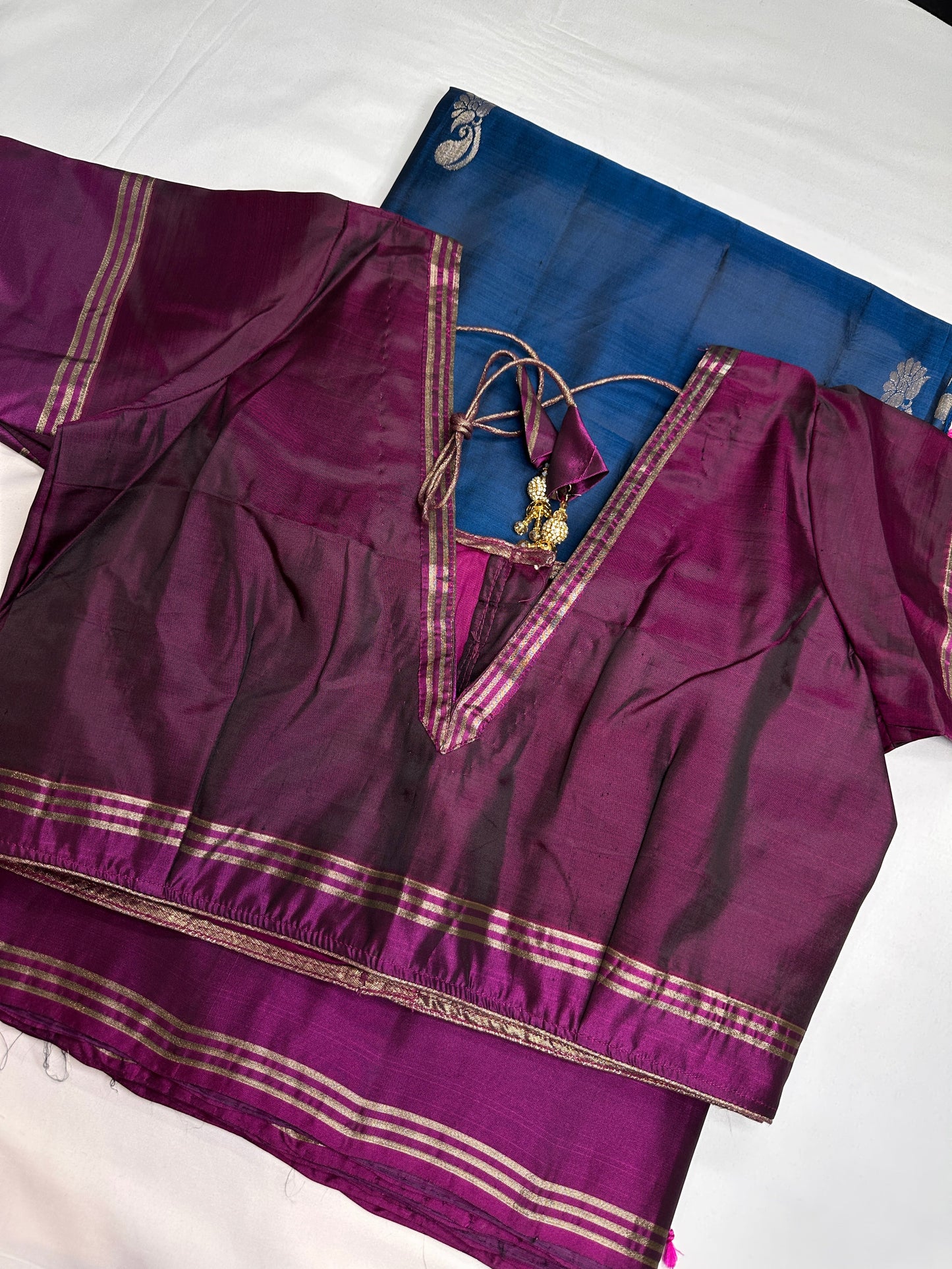 Peacock Blue Light Weight Kanchi Soft Silk  Saree