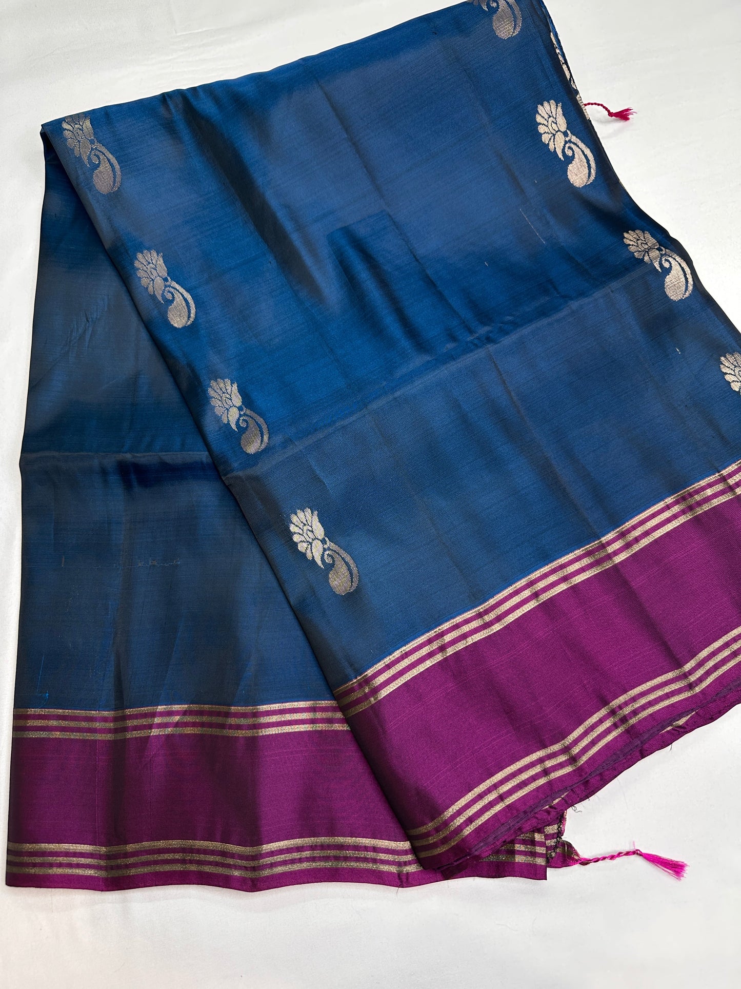 Peacock Blue Light Weight Kanchi Soft Silk  Saree