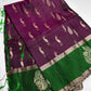 Purple Green  Light Weight Kanchi Soft Silk  Saree