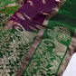 Purple Green  Light Weight Kanchi Soft Silk  Saree