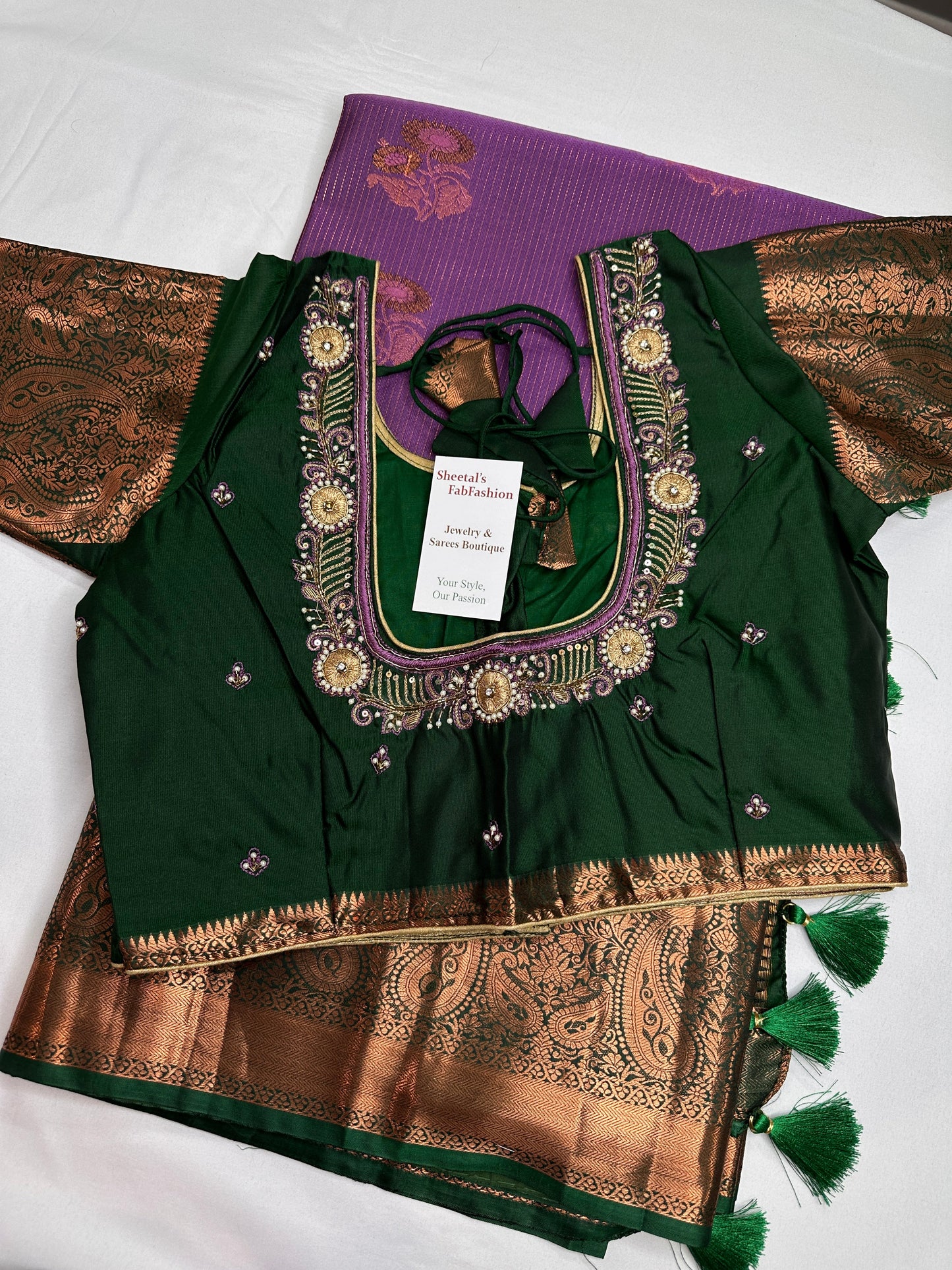 Purple Green  Light Weight Kanchi Vintage  Saree