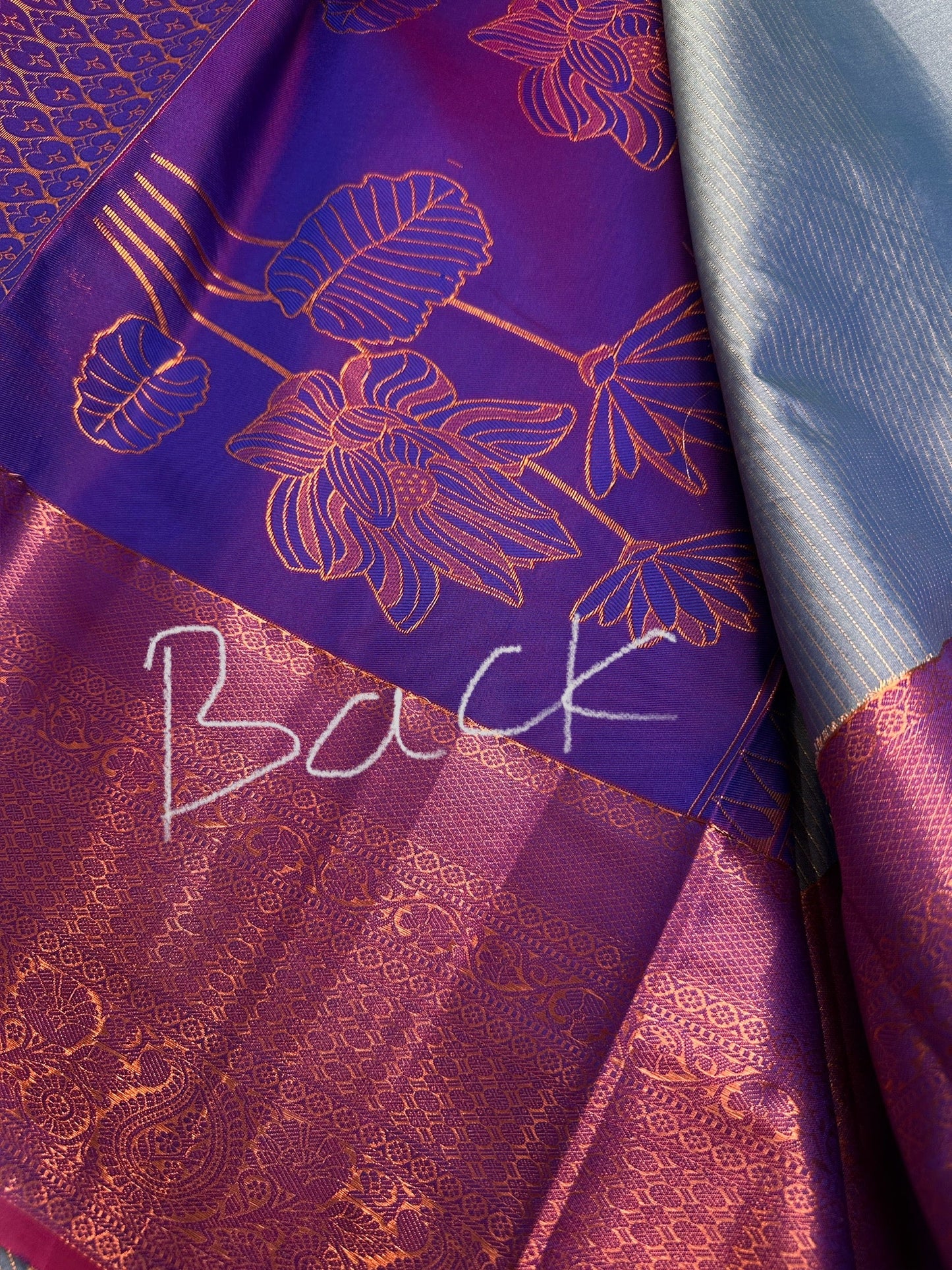 Blue Pink  Light Weight Kanchi Vintage  Saree