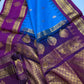 Blue Magenta Semi Gadwal Saree
