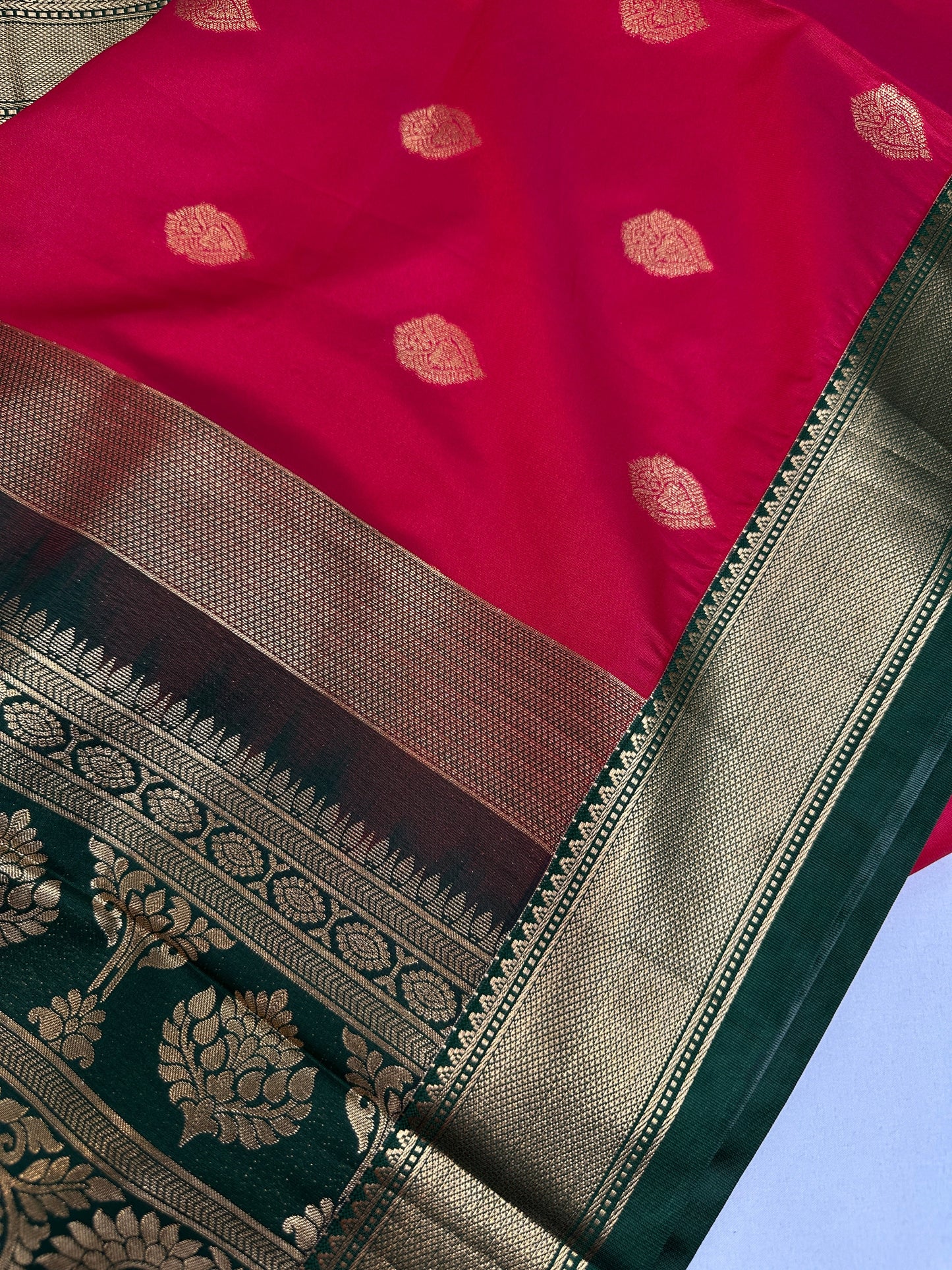 Pink Green Traditional Semi Gadwal Saree