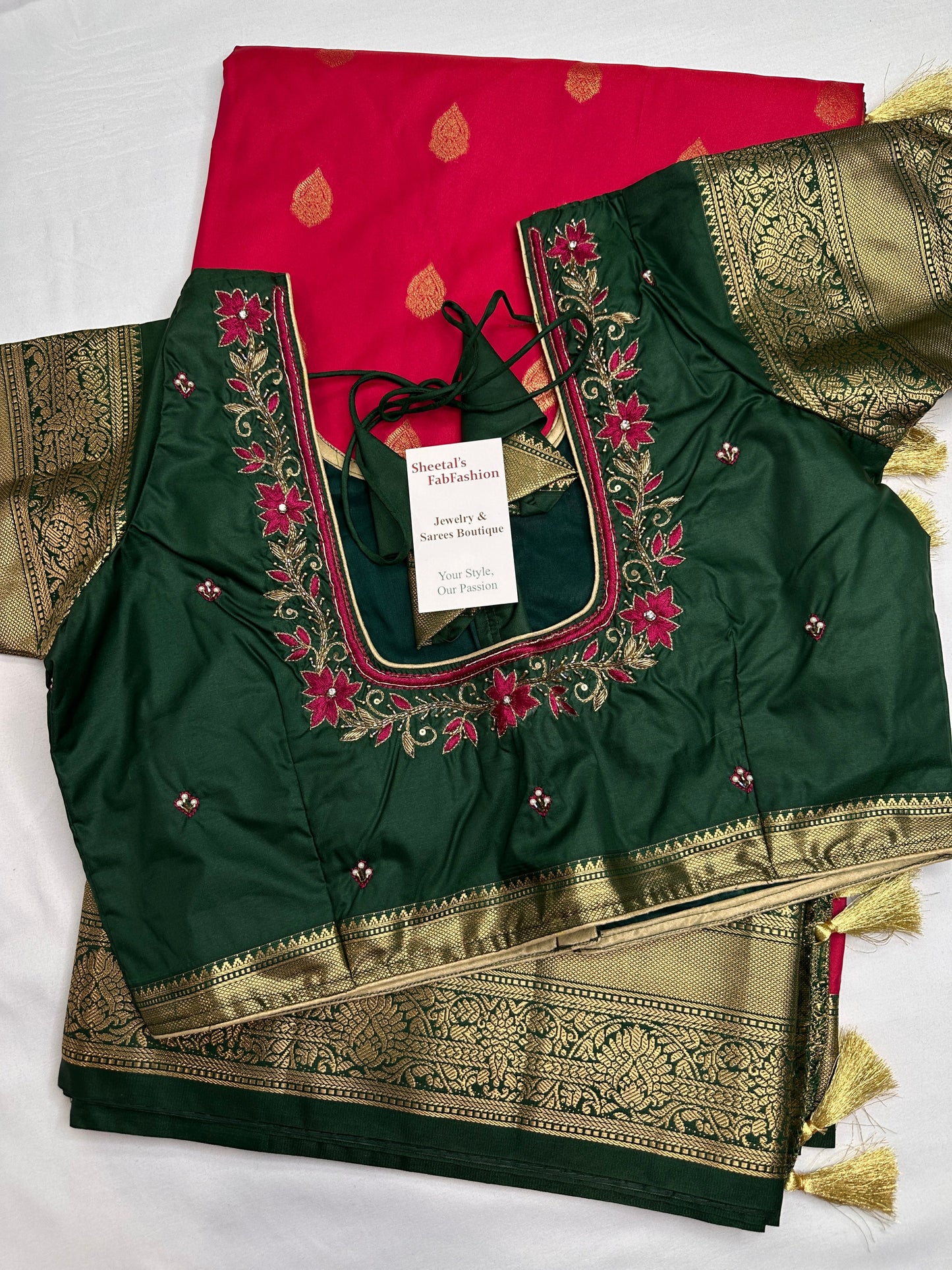 Pink Green Traditional Semi Gadwal Saree