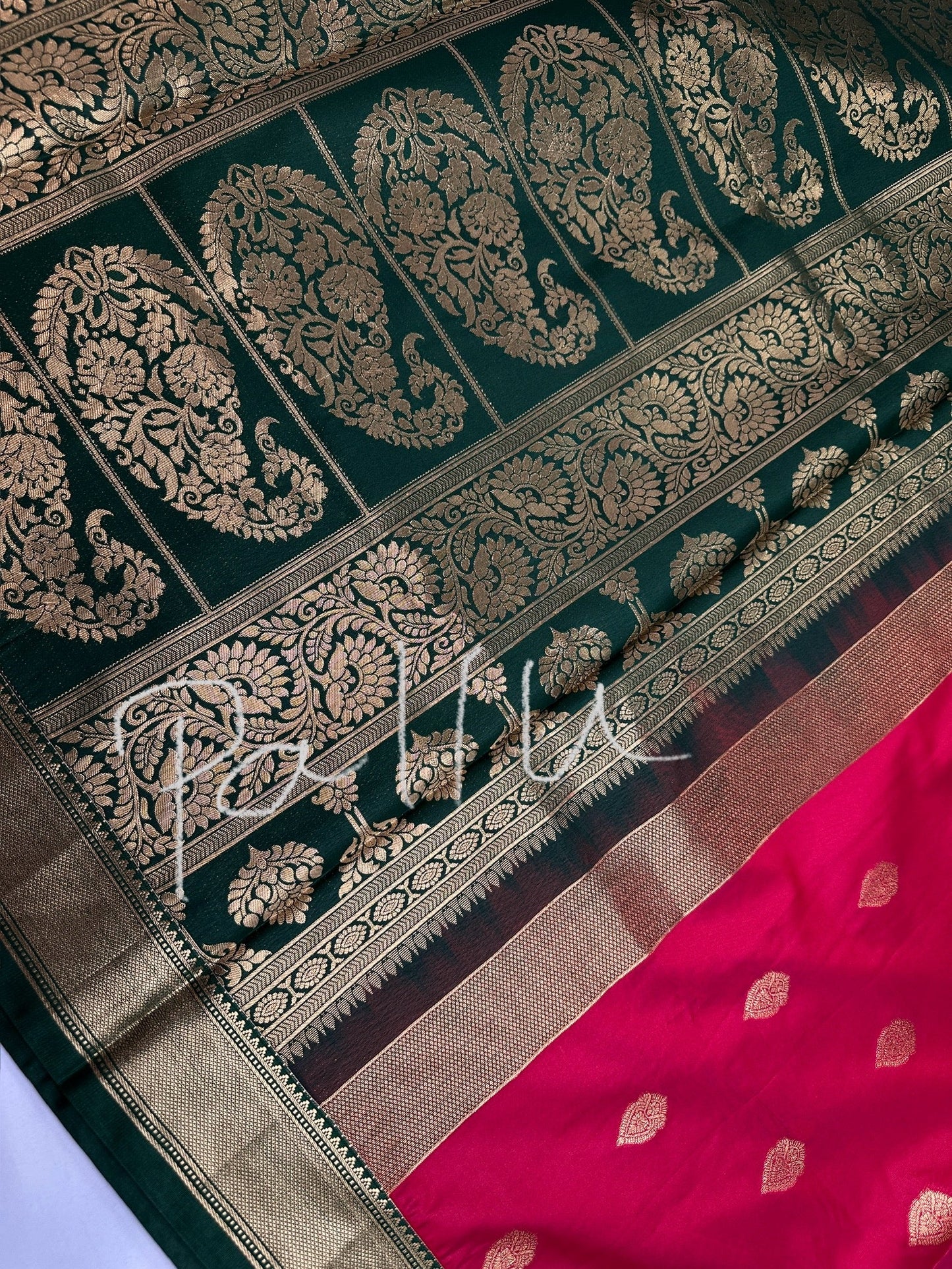 Pink Green Traditional Semi Gadwal Saree