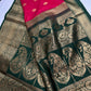 Pink Green Traditional Semi Gadwal Saree