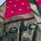 Pink Green Traditional Semi Gadwal Saree