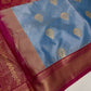 Blue Pink Traditional Semi Gadwal Saree
