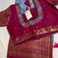 Blue Pink Traditional Semi Gadwal Saree