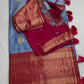 Blue Pink Traditional Semi Gadwal Saree