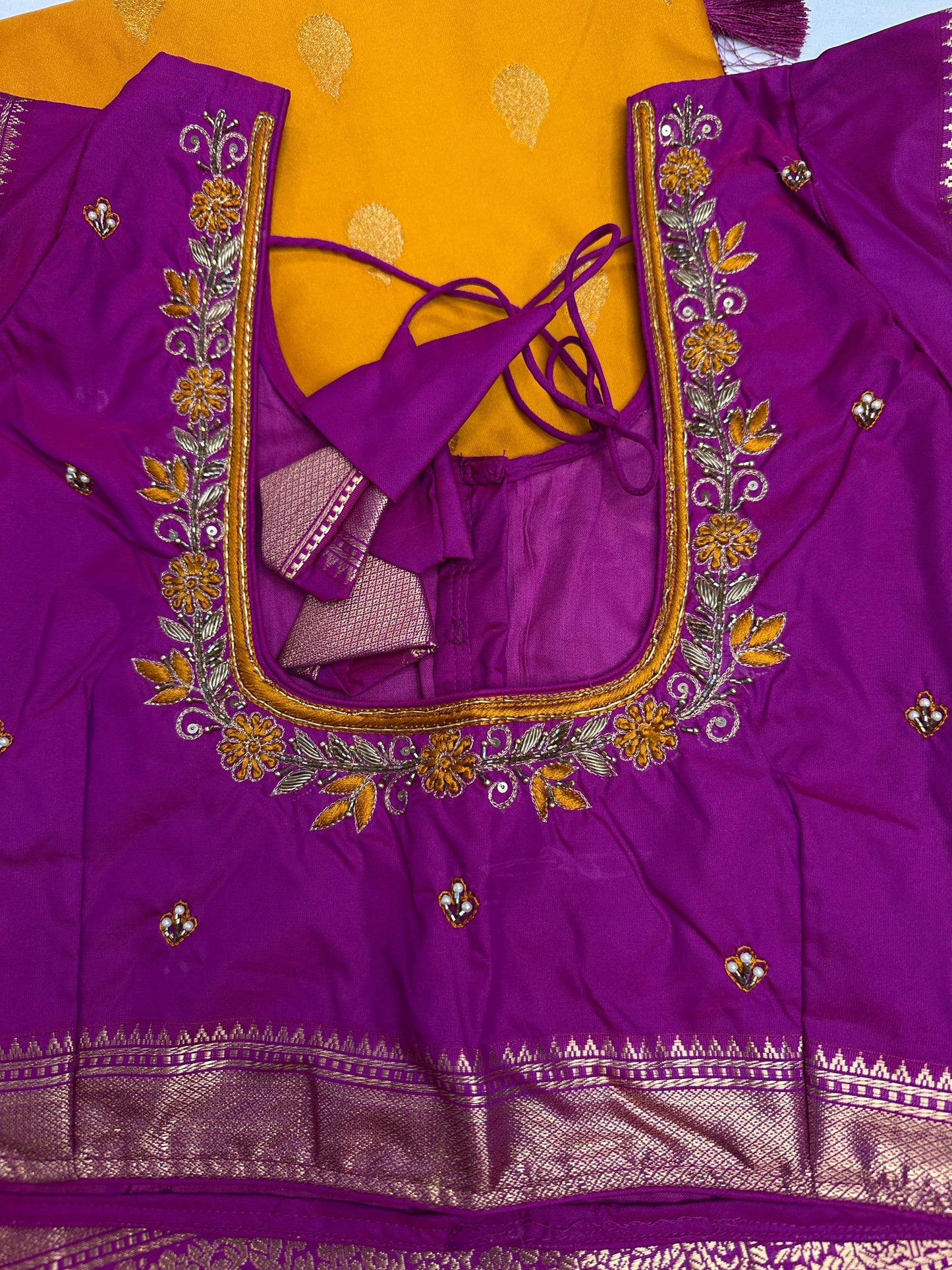 yellow Traditional Semi Gadwal Saree