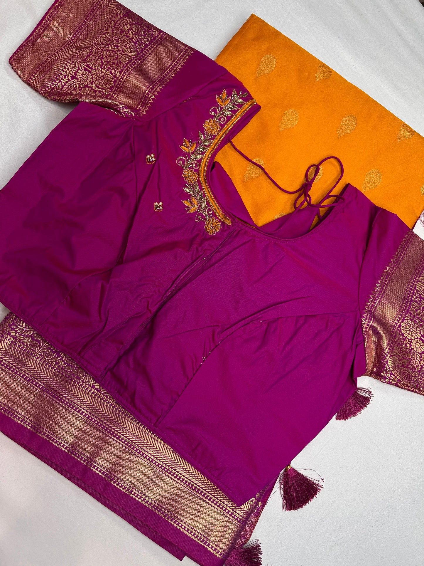 yellow Traditional Semi Gadwal Saree