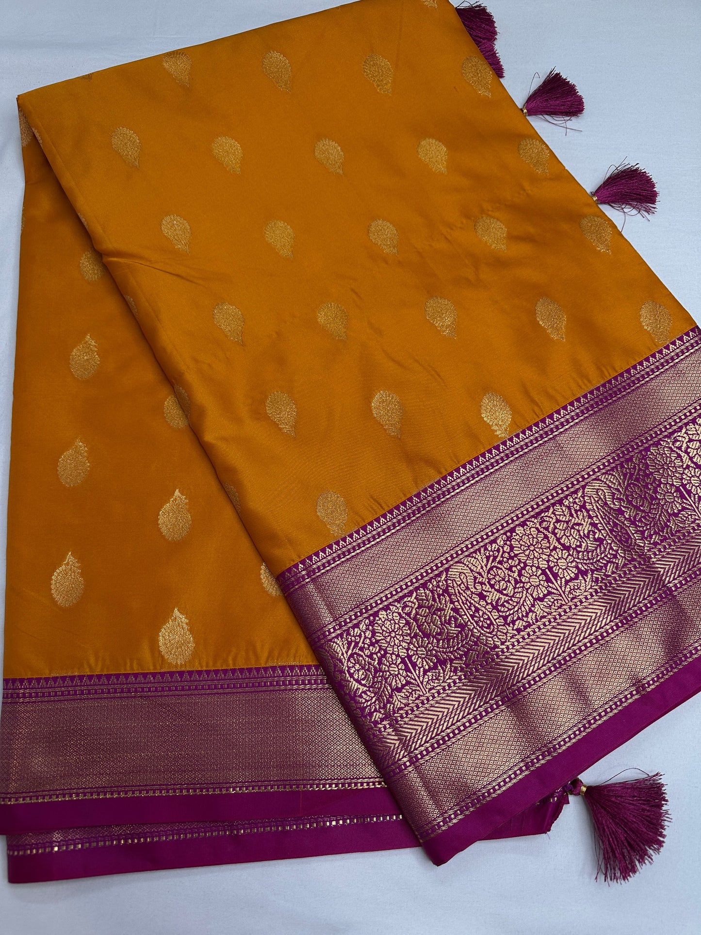 yellow Traditional Semi Gadwal Saree