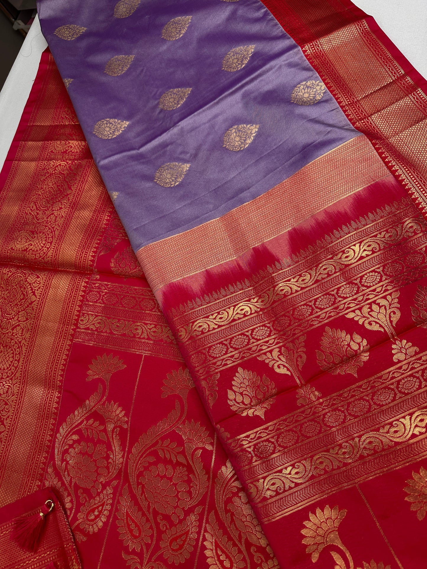 Lavender Pink Traditional Semi Gadwal Saree