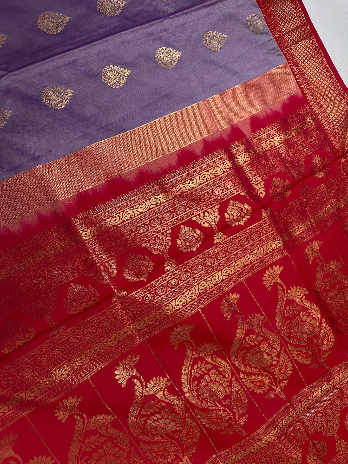 Lavender Pink Traditional Semi Gadwal Saree