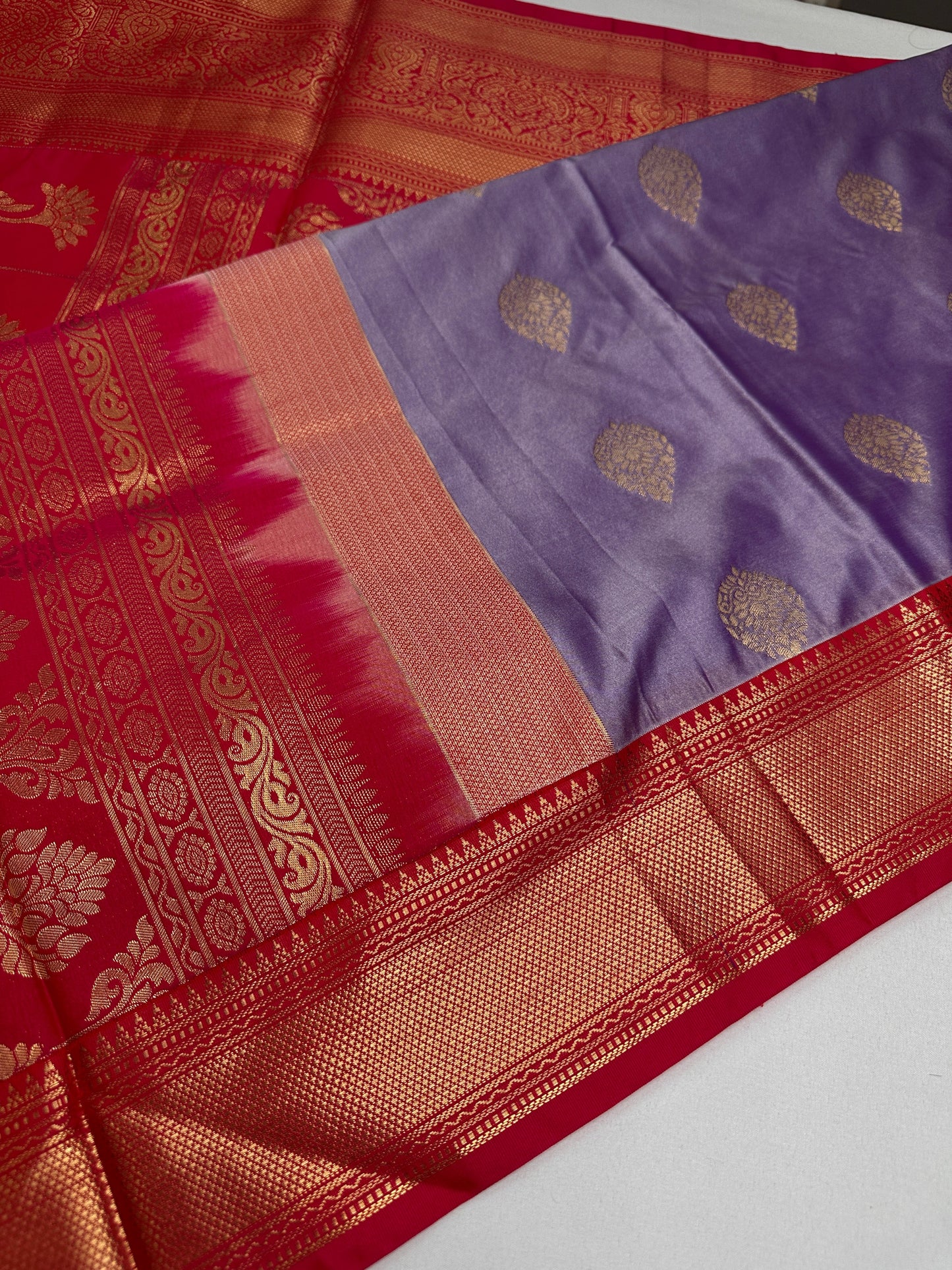 Lavender Pink Traditional Semi Gadwal Saree