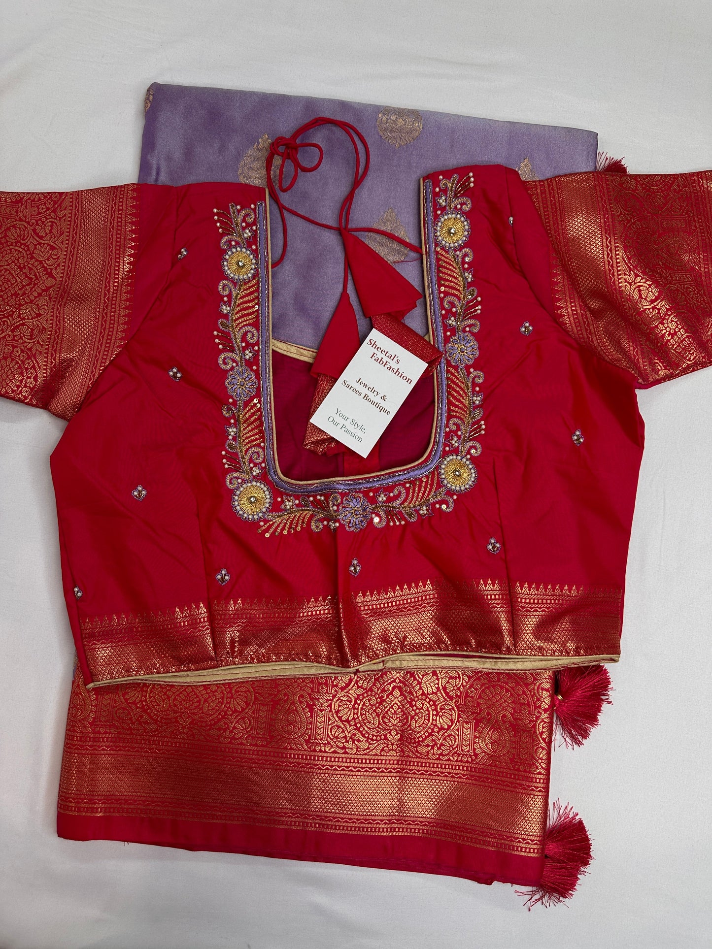 Lavender Pink Traditional Semi Gadwal Saree