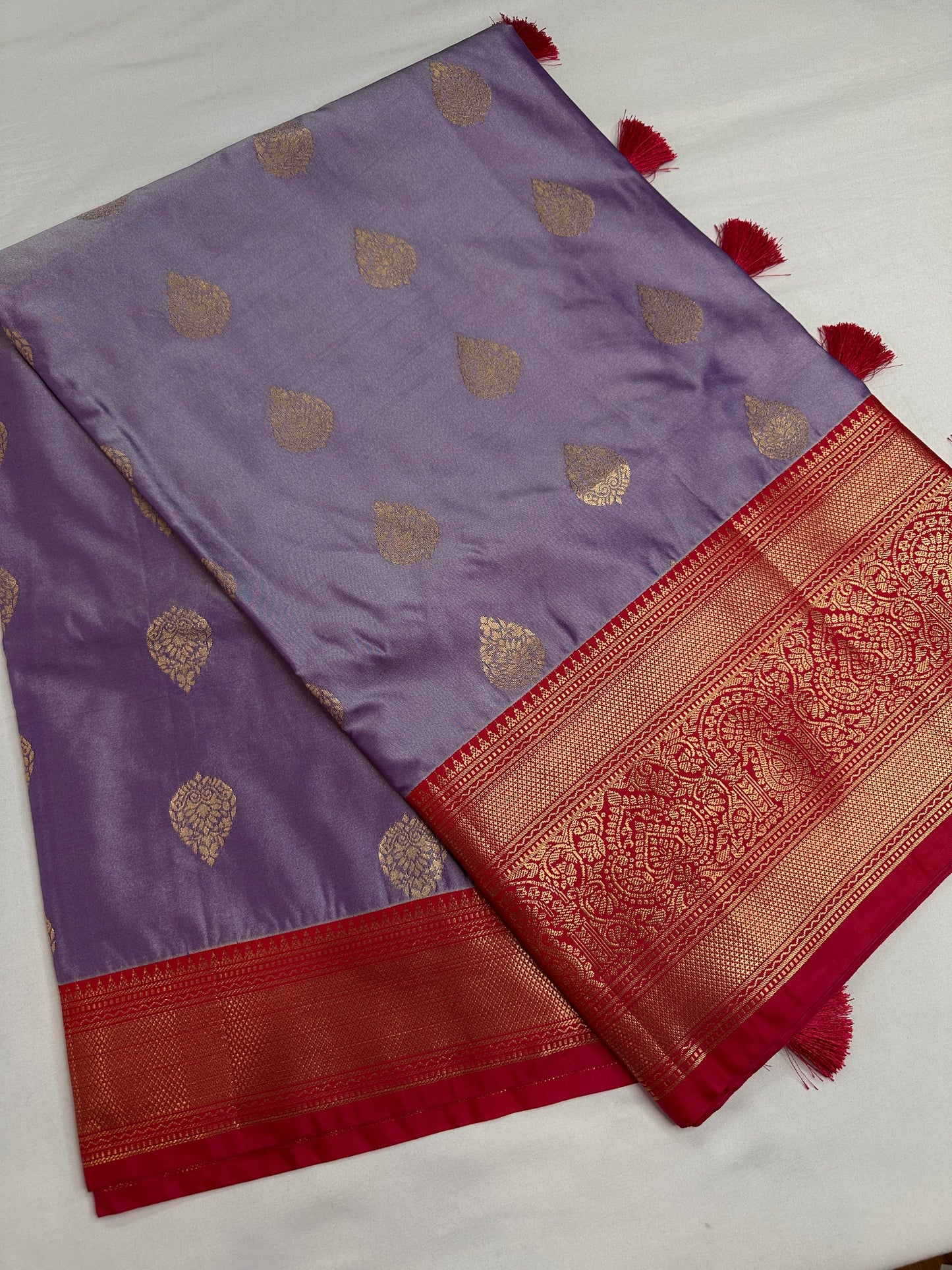Lavender Pink Traditional Semi Gadwal Saree